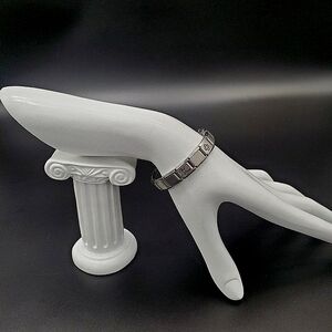 OTCuff Reflections Shiney & Matte Silver Toned Stretchy Expandable Bracelet